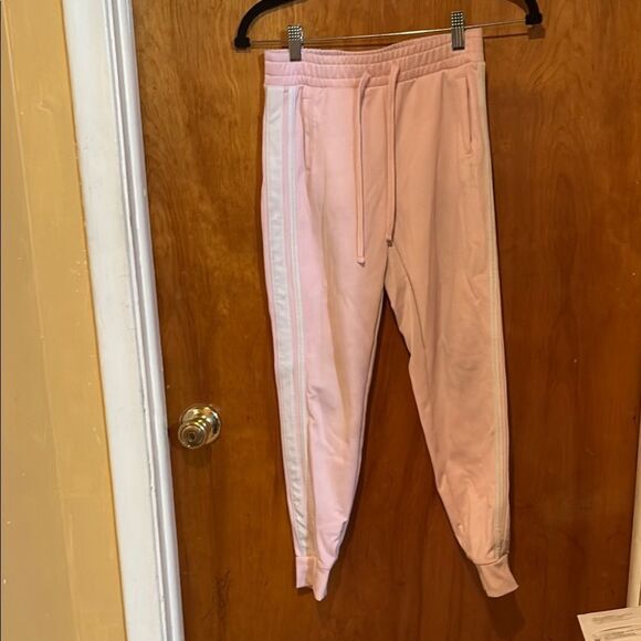 Justice Pink Jogger Pants with White Stripes - Picture 1 of 3